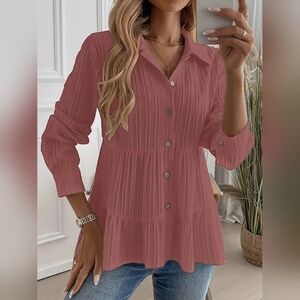 Elegant Mauve Button-Down Shirt for Women